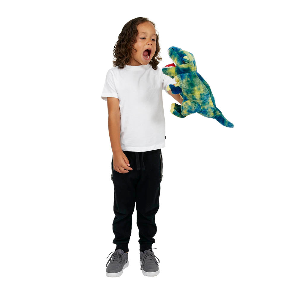 Blue Baby T-Rex Hand Puppet — View 2 by The Puppet Company
