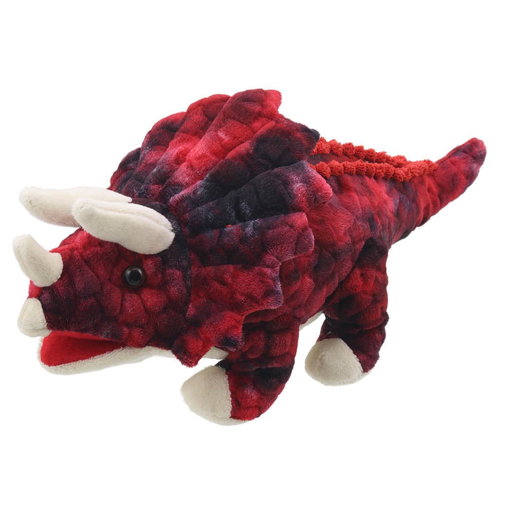 Red Baby Triceratops Hand Puppet by The Puppet Company