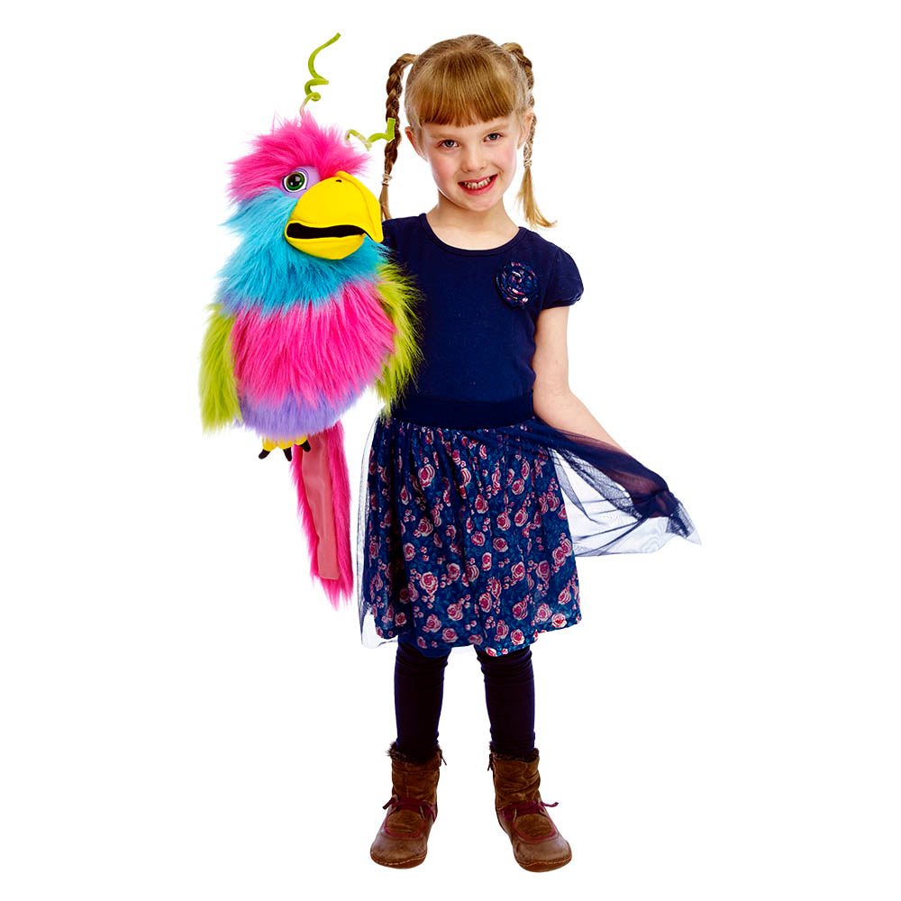 Bird of Paradise puppet displayed with working squawking mouth open