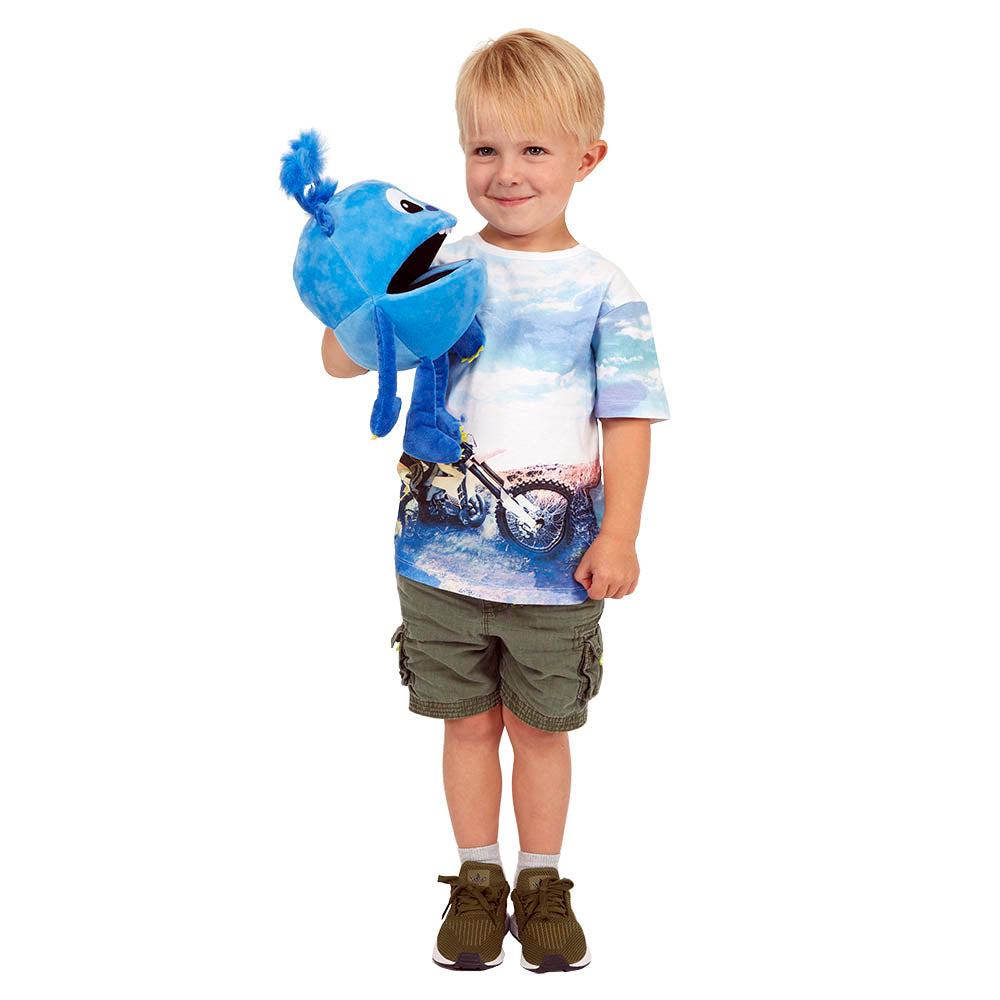 Baby Blue Monster hand puppet alternate view – The Puppet Company PC004401 puppet for creative storytelling