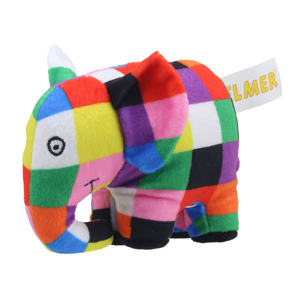 Elmer the Patchwork Elephant finger puppet by The Puppet Company – perfect for kids' storytelling and imaginative play