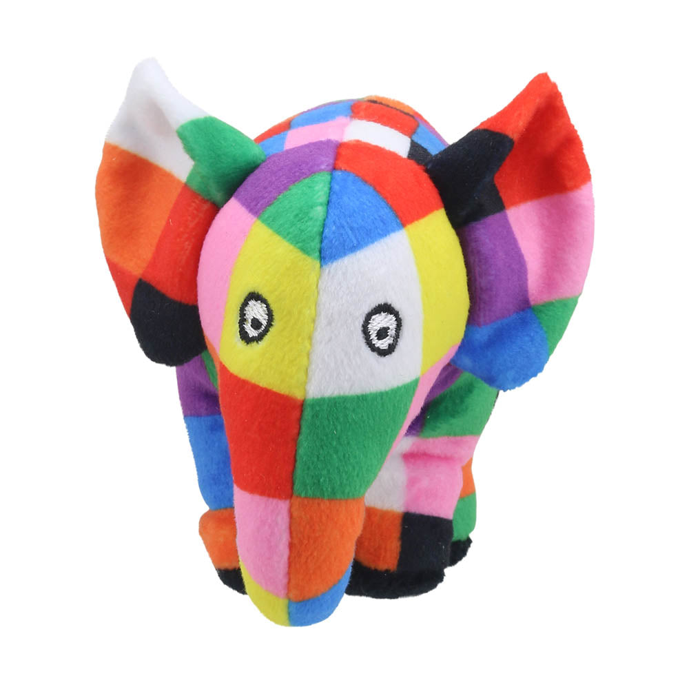 Elmer the Elephant finger puppet front view – educational puppet for speech and language development