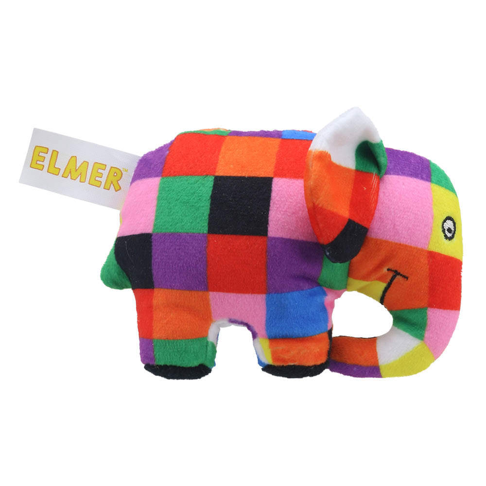 Elmer the Patchwork Elephant finger puppet side view – soft and durable puppet for kids and classrooms