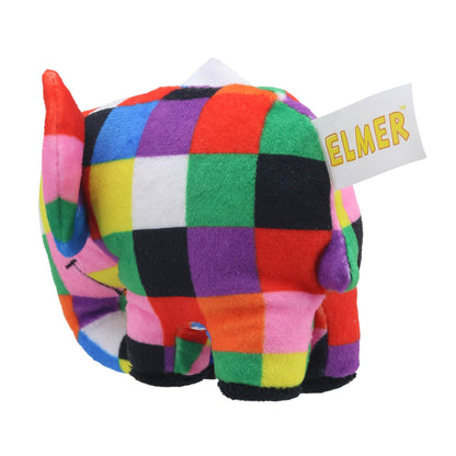 Elmer finger puppet alternate angle – cuddly patchwork elephant toy for families and educators