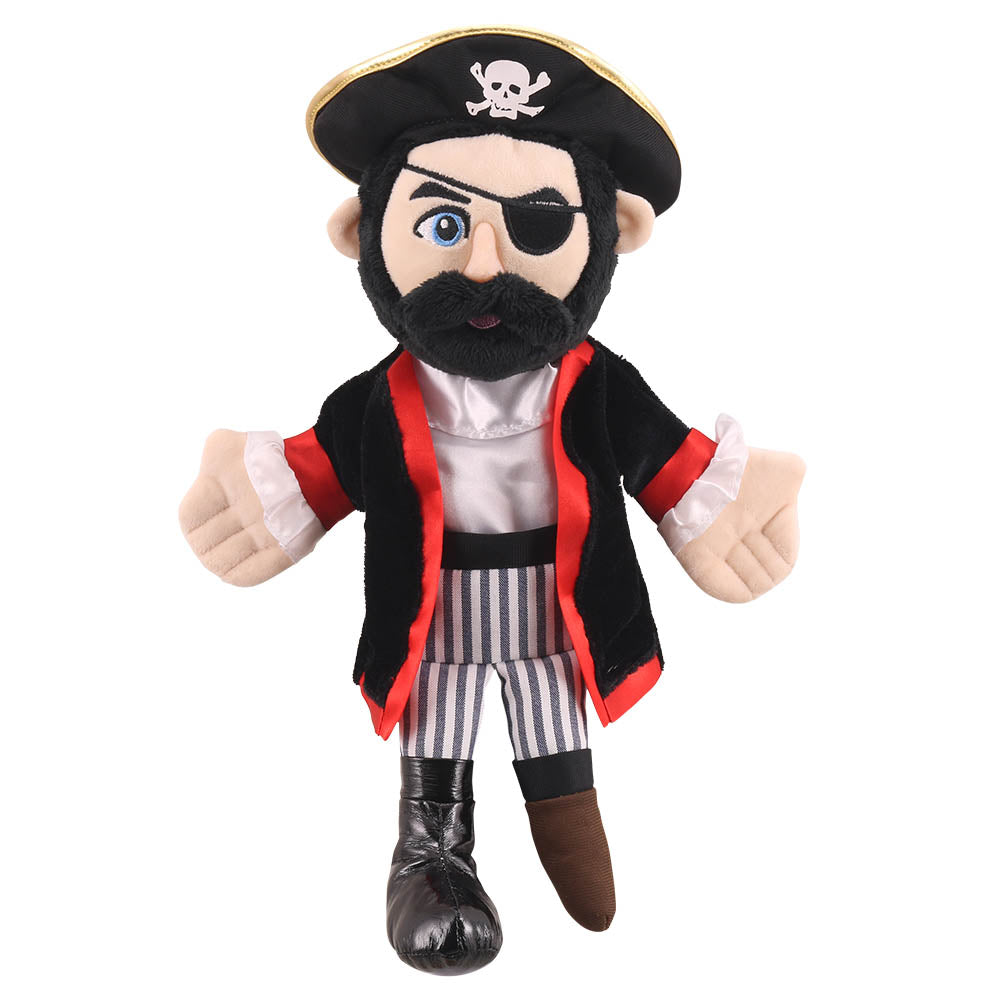 Pirate story telling hand puppet with trademark hat, eye-patch & peg-leg by The Puppet Company – perfect for swashbuckling kids' adventures