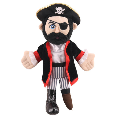 Pirate story telling hand puppet with trademark hat, eye-patch & peg-leg by The Puppet Company – perfect for swashbuckling kids' adventures