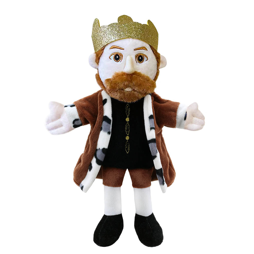King story telling hand puppet with golden crown & detailed robes – The Puppet Company PC001908 regal fairytale puppet for kids and educators