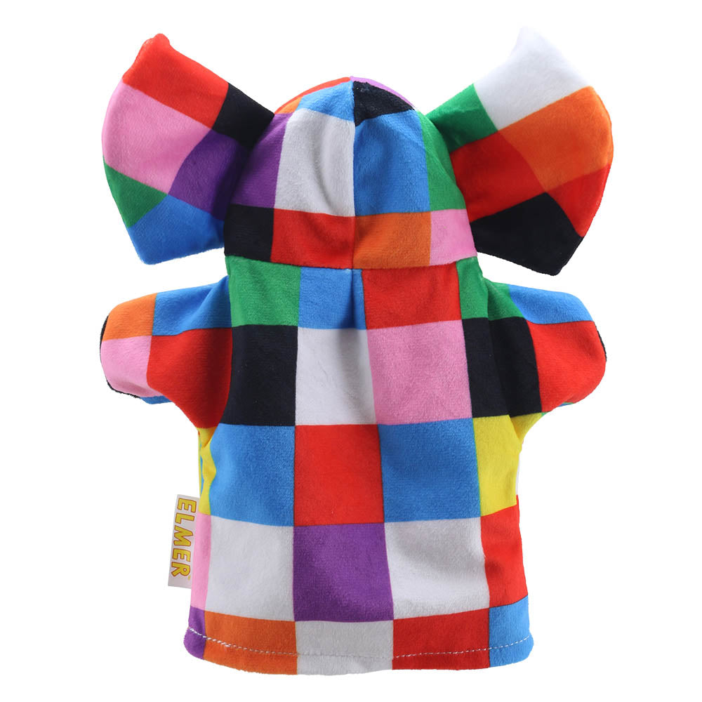 My First Elmer Elephant hand puppet back view – educational puppet for speech development and storytelling