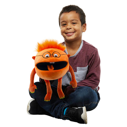 Orange Baby Monster hand puppet detail – vibrant orange puppet for creative play and classroom storytelling