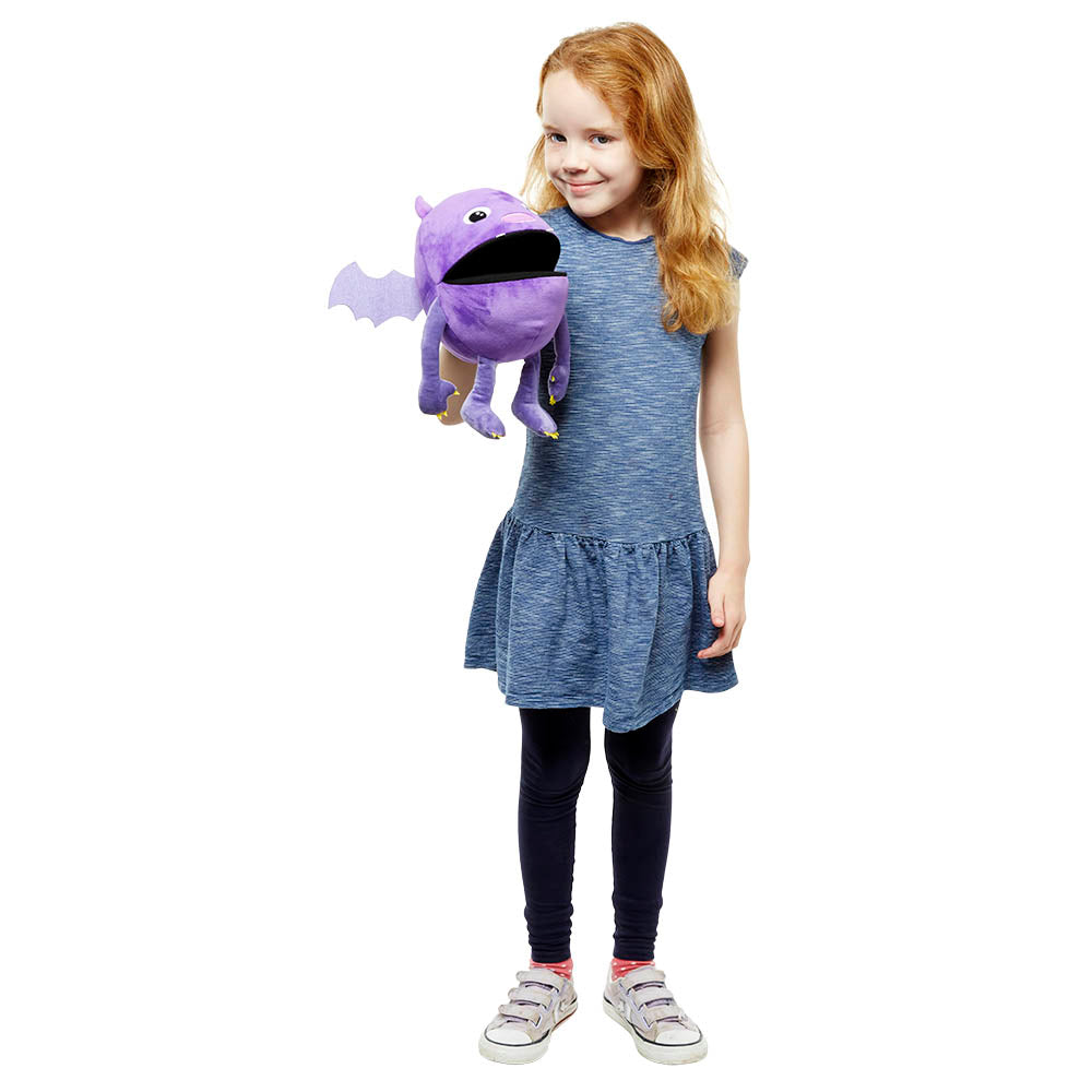 Baby Purple Monster hand puppet alternate view – The Puppet Company PC004406 winged monster for imaginative play