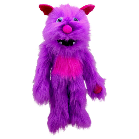 Purple Monster hand puppet by The Puppet Company – vibrant purple & pink fur, shaped ears and toothed movable mouth for kids' play